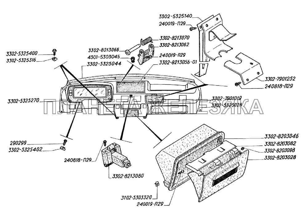 Панель приборов (для автомобилей выпуска до 2003 г.) ГАЗ-3302 (2004)