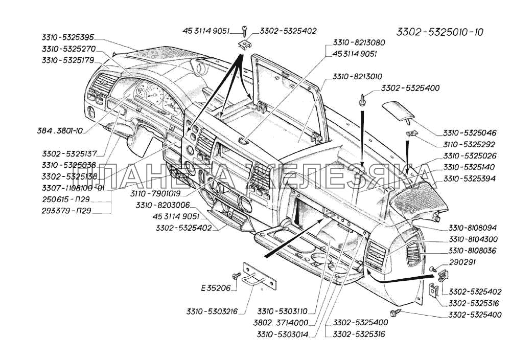 Панель приборов (для автомобилей выпуска с 2003 г.) ГАЗ-3302 (2004)