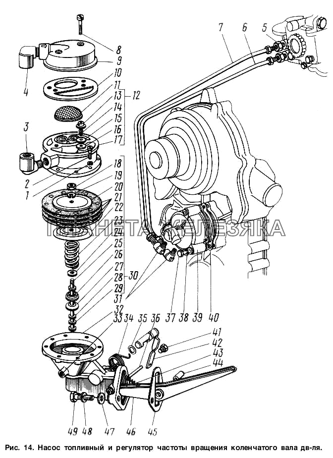 Насос топливный и регулятор частоты вращения коленчатого вала двигателя ГАЗ-3307