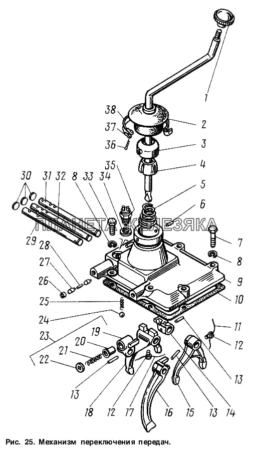 Механизм переключения передач ГАЗ-3307