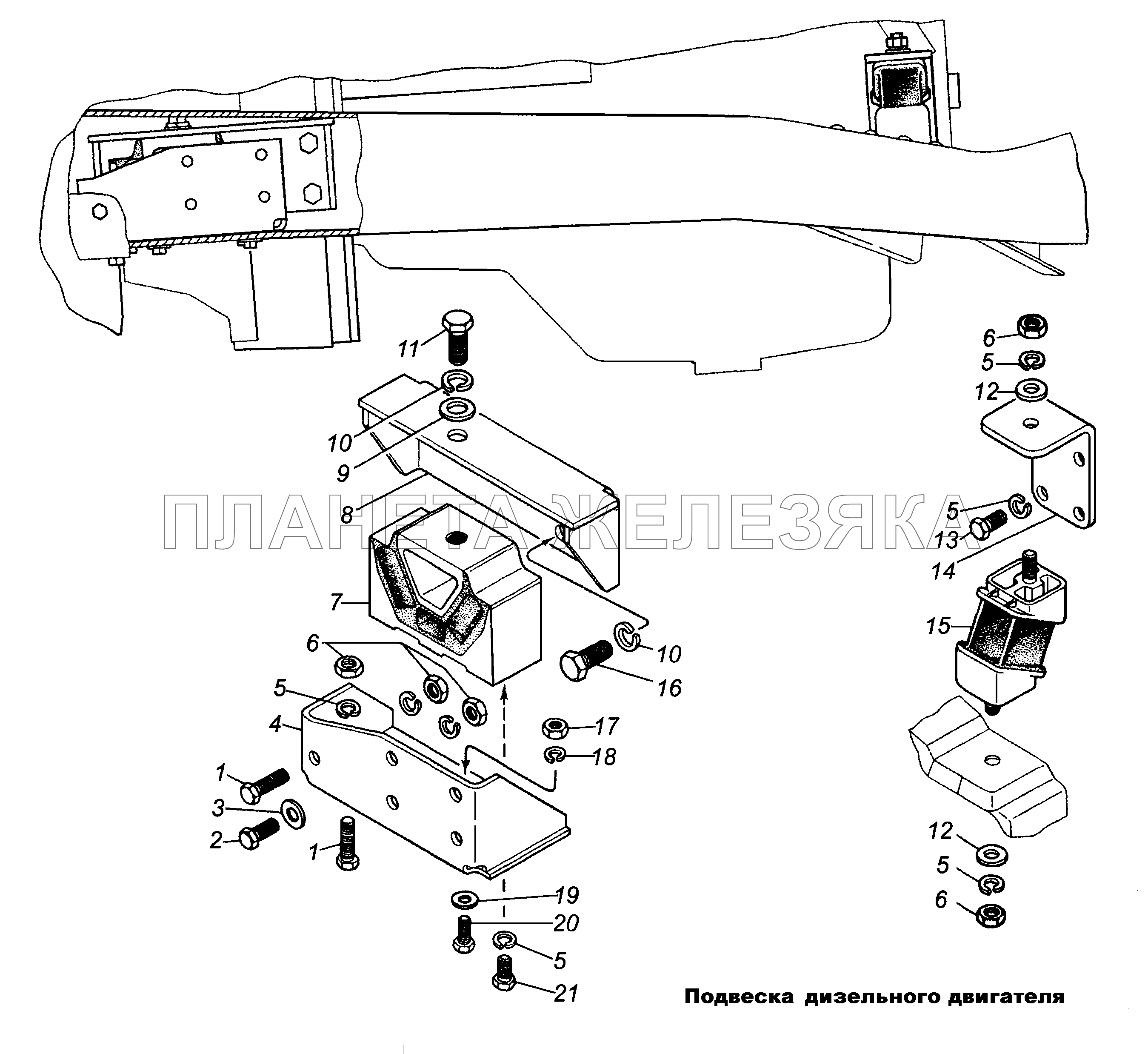 Подвеска дизельного двигателя ГАЗ-3308