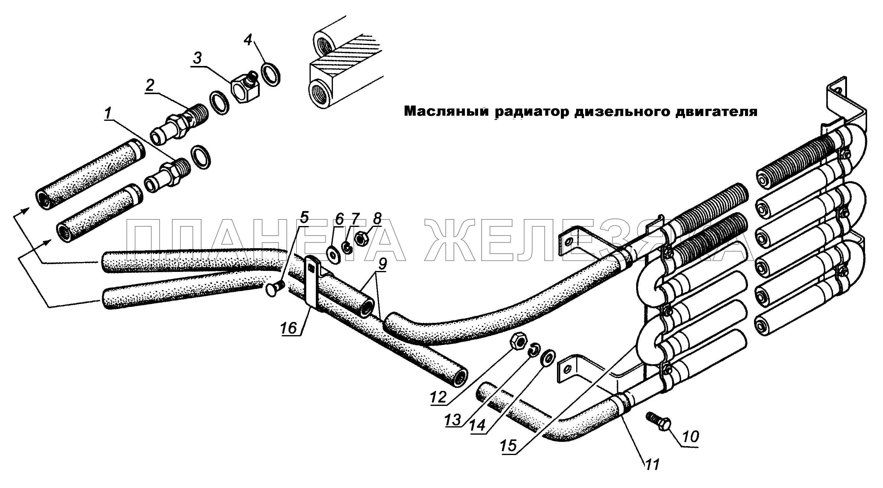 Масляный радиатор дизельного двигателя ГАЗ-3308