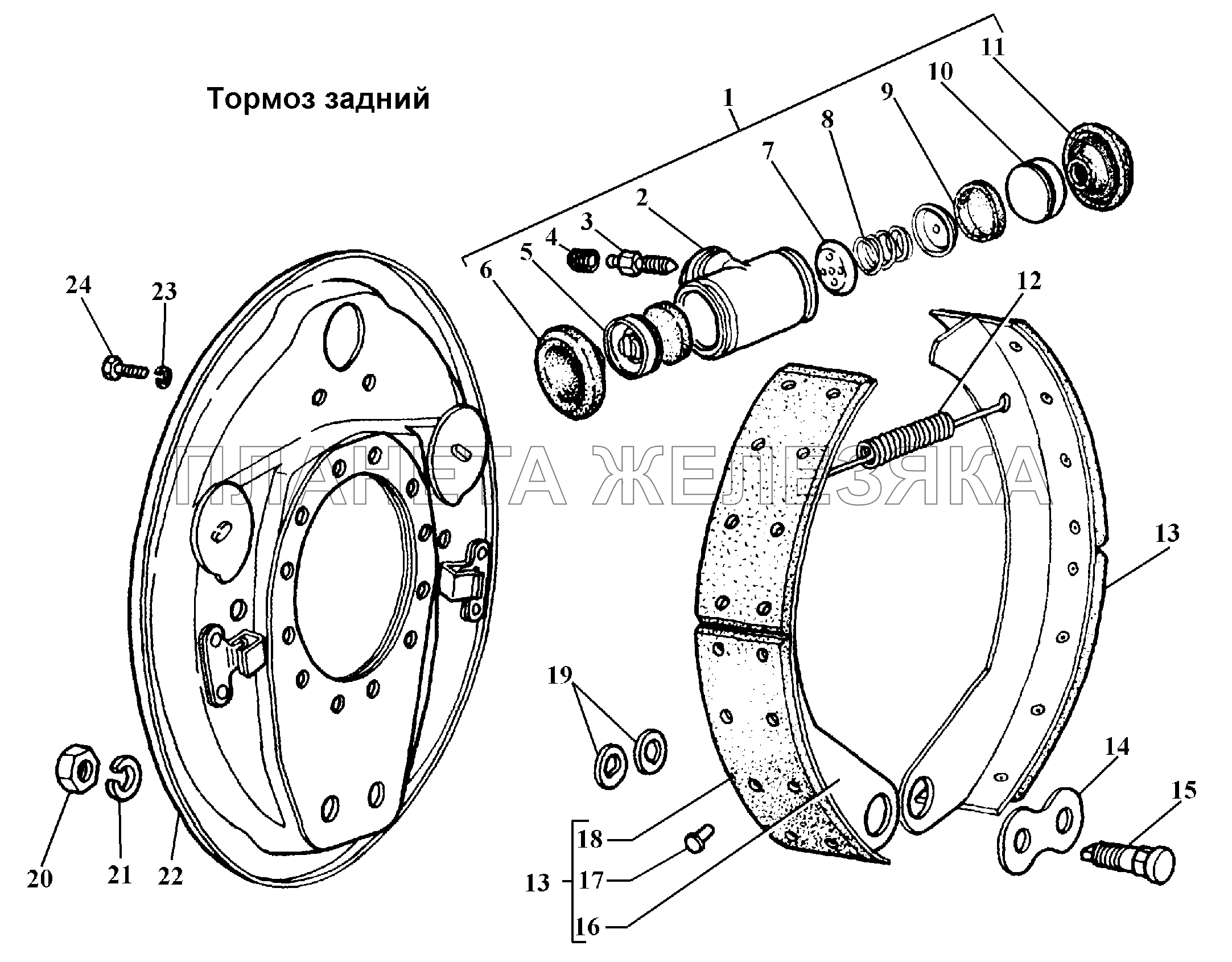 Тормоз задний ГАЗ-3308 Тормоз задний ГАЗ-3308