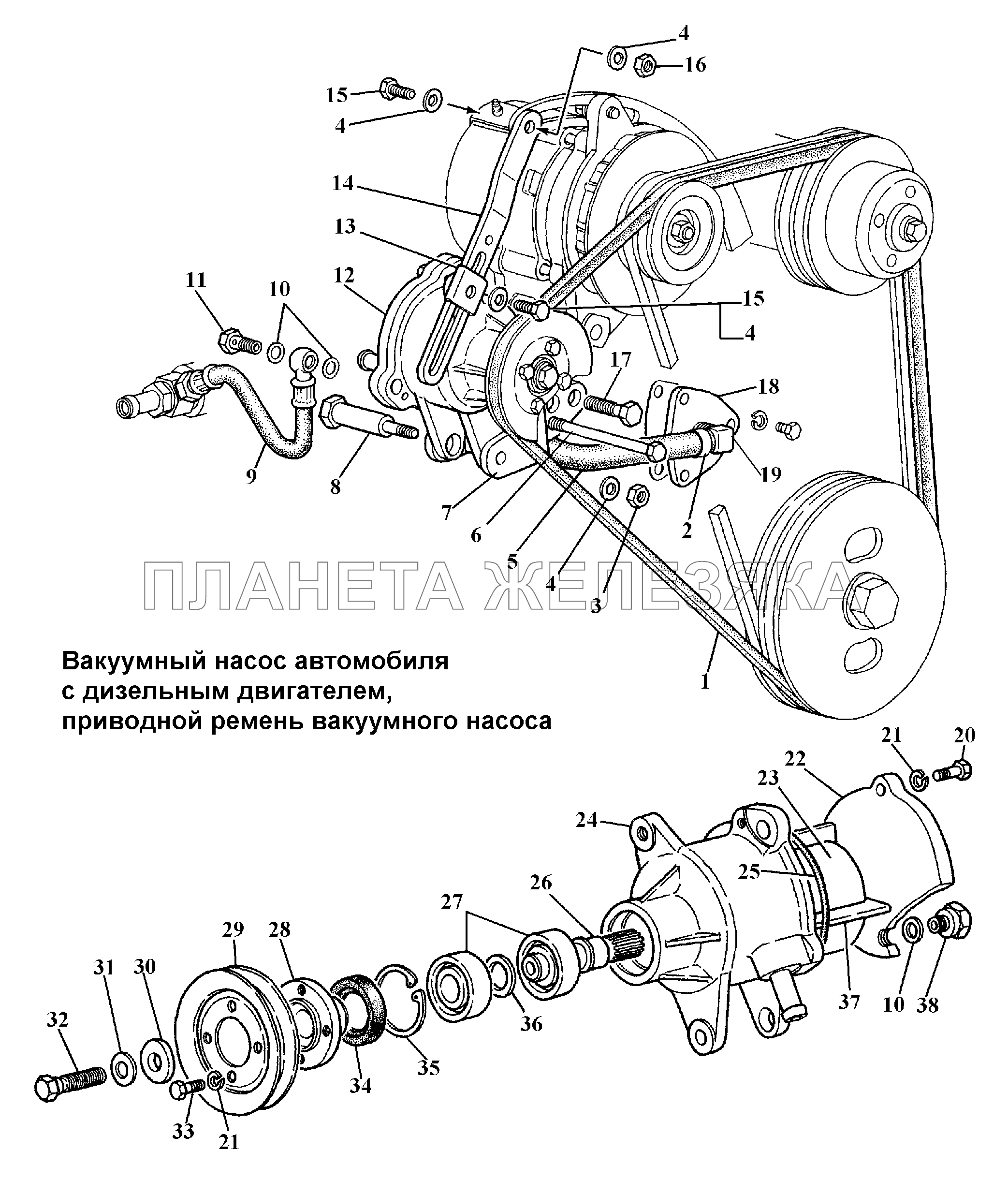 Вакуумный насос автомобиля с дизельным двигателем ГАЗ-3308