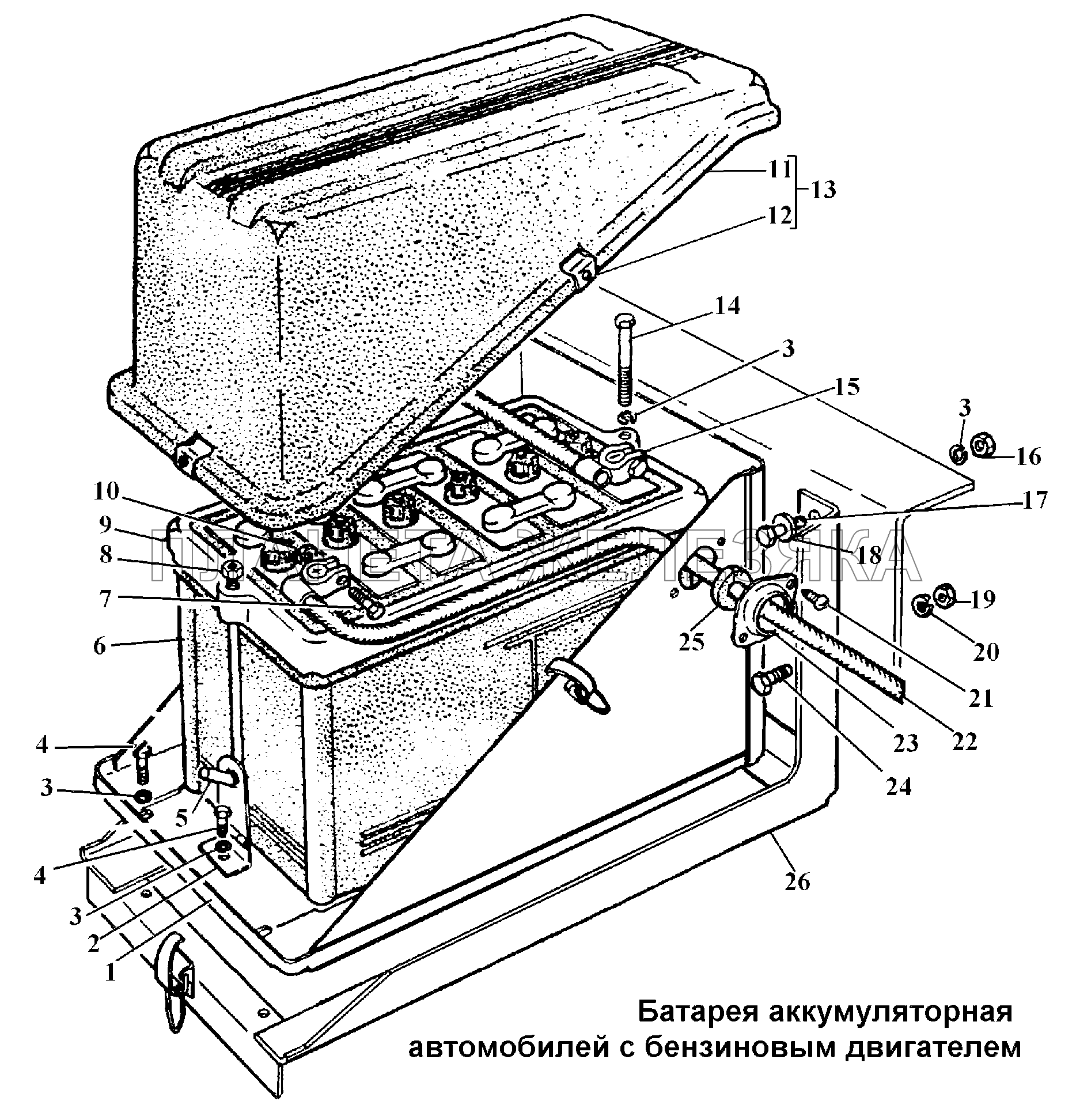 Батарея аккумуляторная автомобиля с бензиновым двигателем ГАЗ-3308