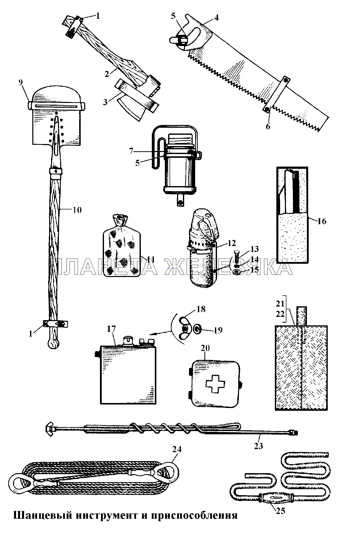 Шанцевый инструмент и приспособления ГАЗ-3308