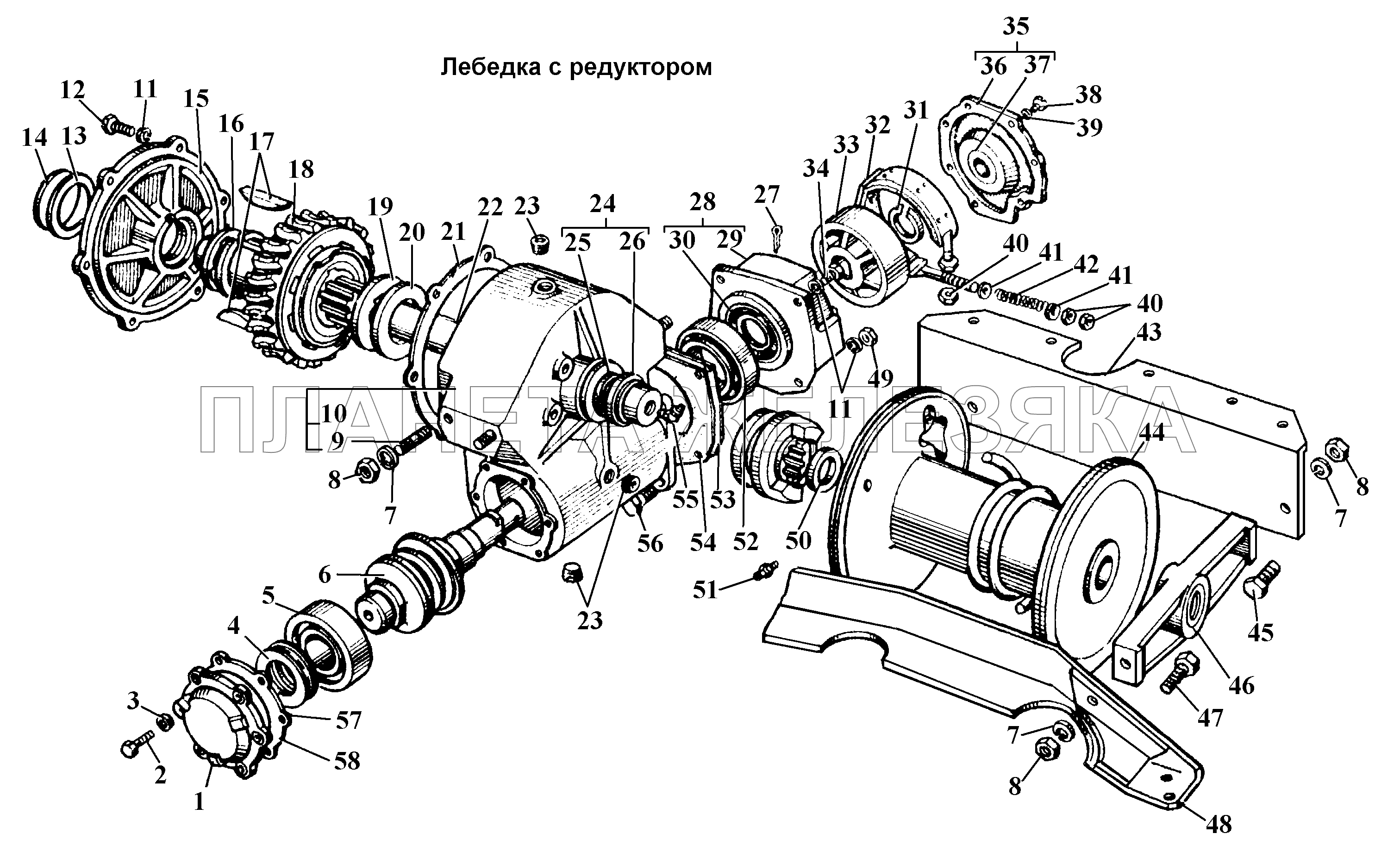 Лебедка с редукторм ГАЗ-3308