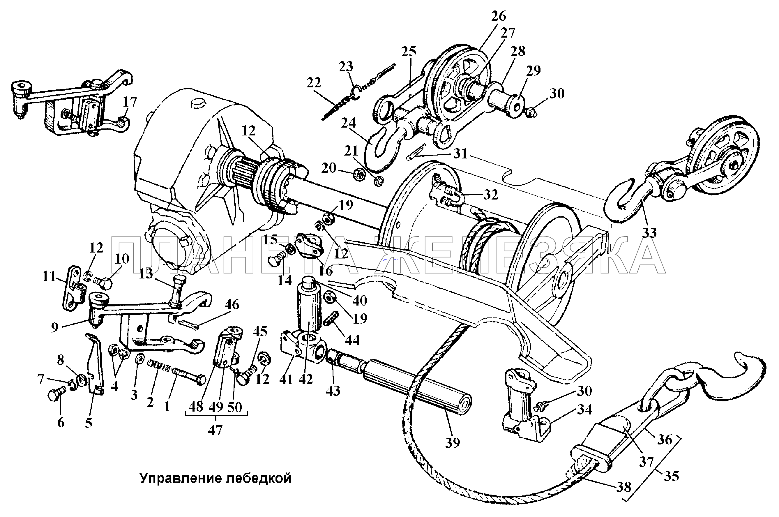Управление лебедкой ГАЗ-3308