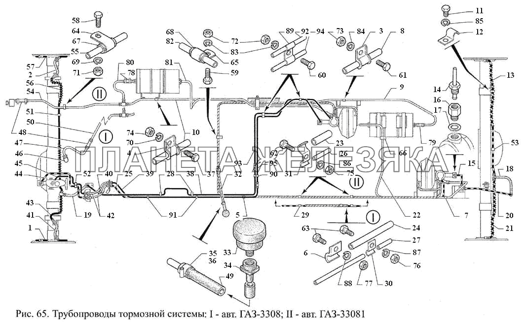 Трубопроводы тормозной системы ГАЗ-3308