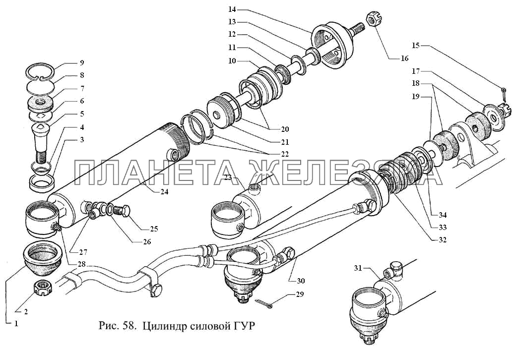 Цилиндр силовой ГУР ГАЗ-3308