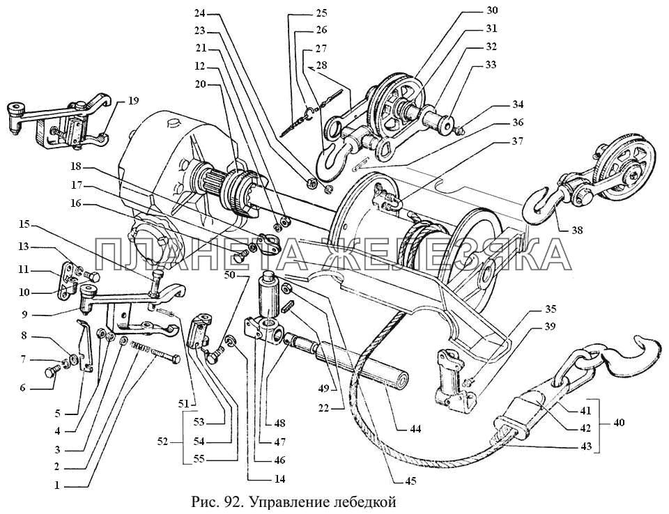 Управление лебедкой ГАЗ-3308