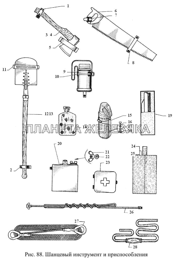 Шанцевый инструмент и приспособления ГАЗ-3308