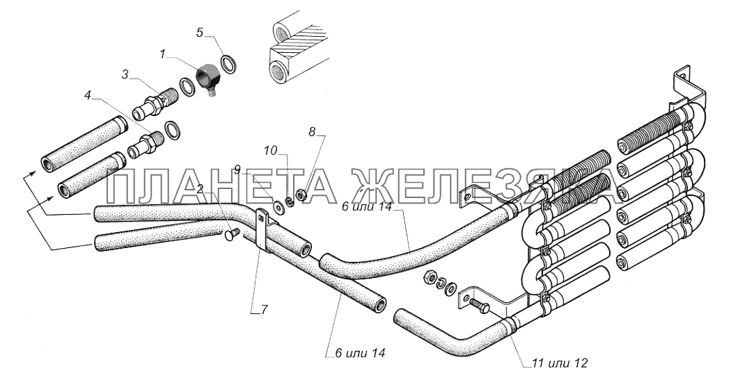 33081-1013001-30. Установка шлангов ГАЗ-33081