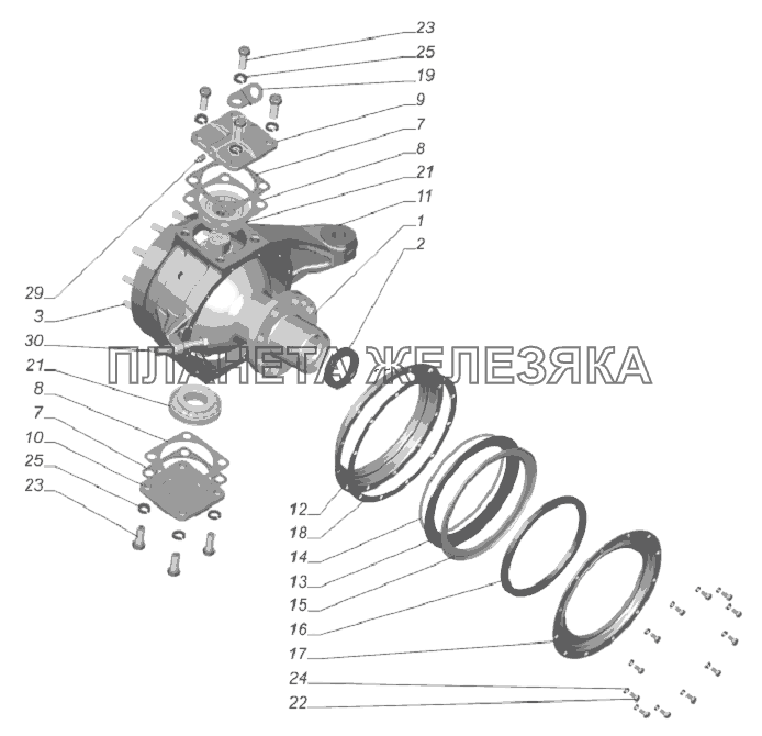 66-40-2304010. Кулак поворотный без шарнира-правый ГАЗ-33081