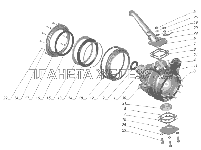 66-40-2304011. Кулак поворотный без шарнира-левый ГАЗ-33081