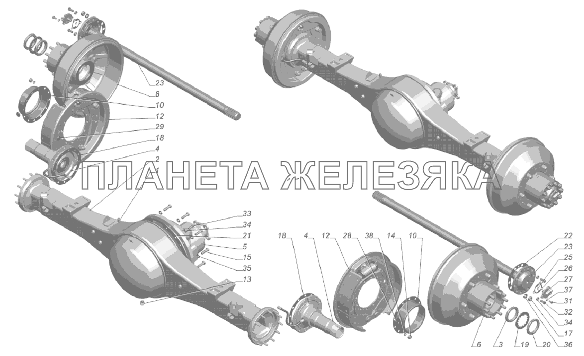 33081-2400012-50. Мост задний с тормозами и ступицами ГАЗ-33081