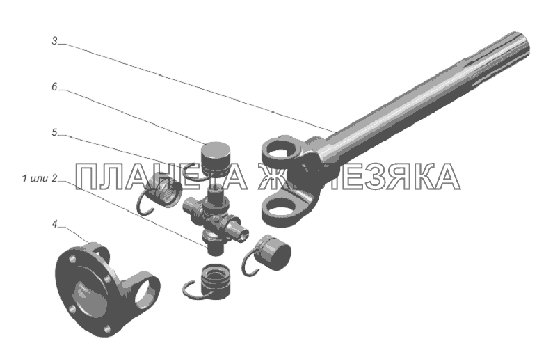 33081-4502105. Вал карданный лебедки с фланцем ГАЗ-33081