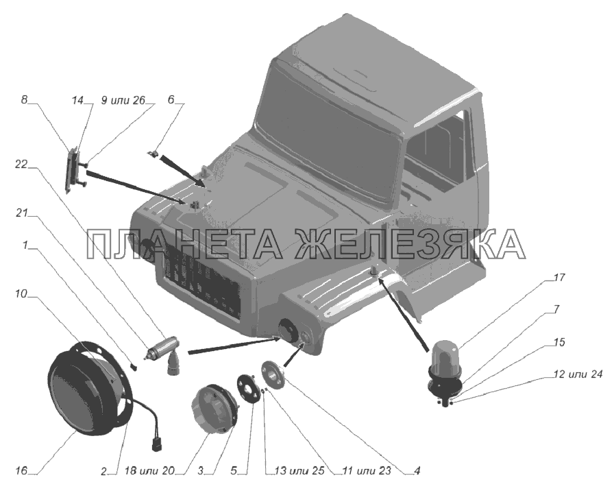 33097-3711003. Установка осветительной и светосигнальной аппаратуры ГАЗ-33081