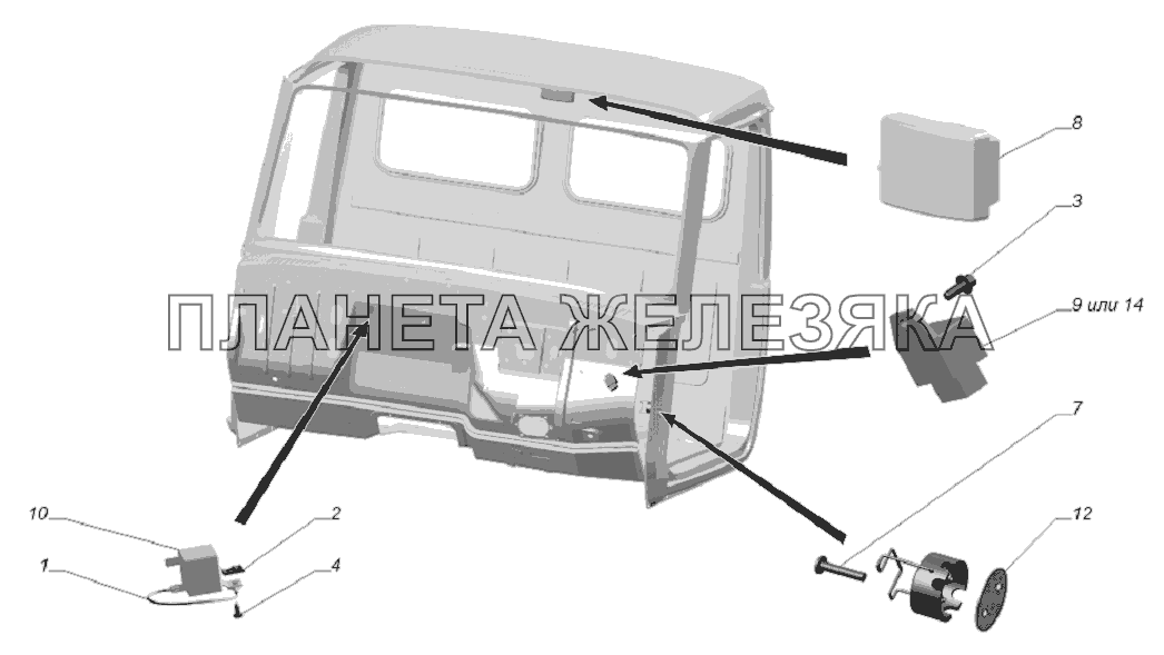 33081-3714002. Установка внутреннего освещения ГАЗ-33081