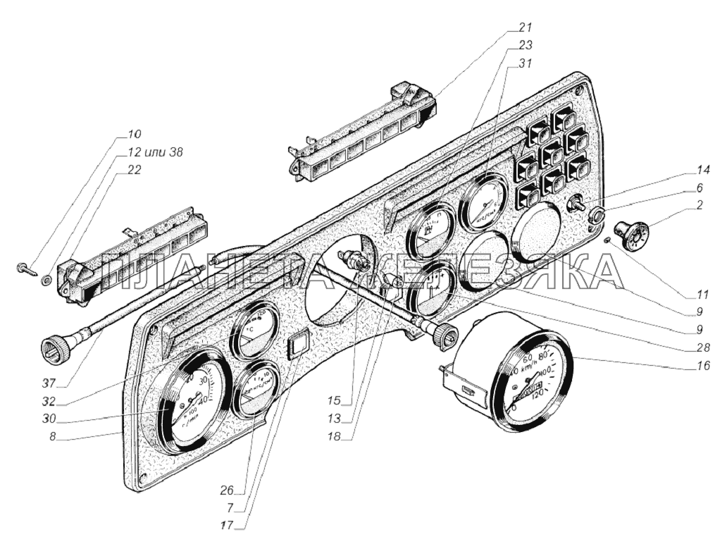 33081-3805010-30. Щиток приборов ГАЗ-33081