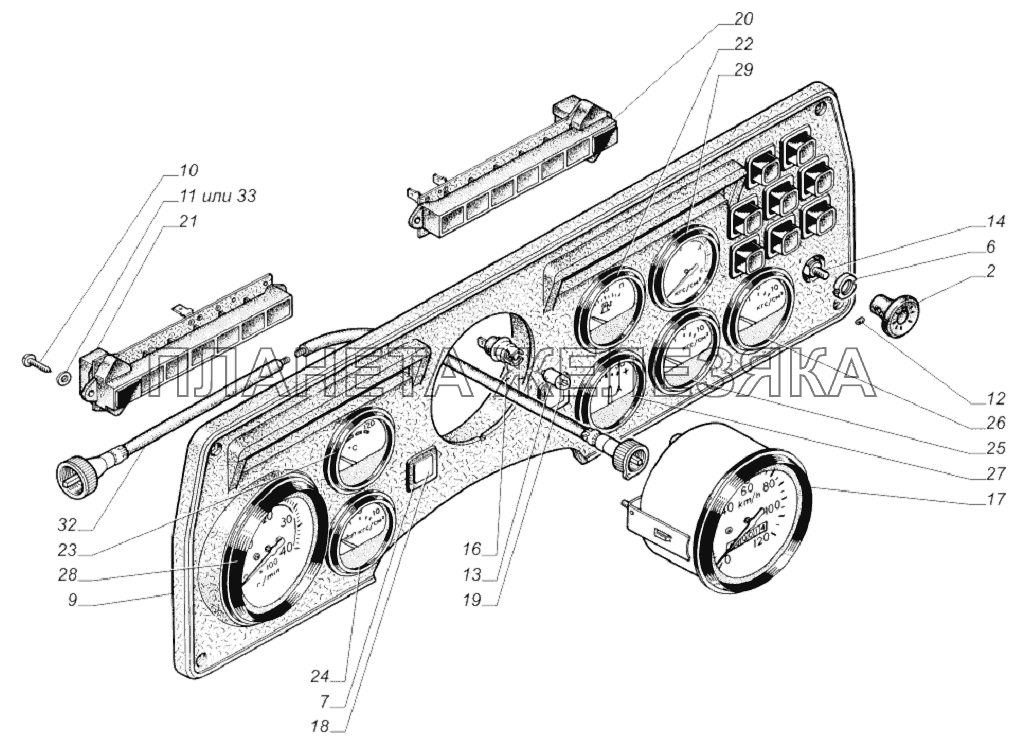 33081-3805010-50. Щиток приборов ГАЗ-33081