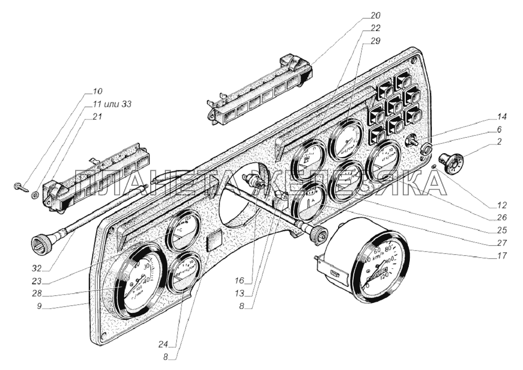 33081-3805010-60. Щиток приборов ГАЗ-33081