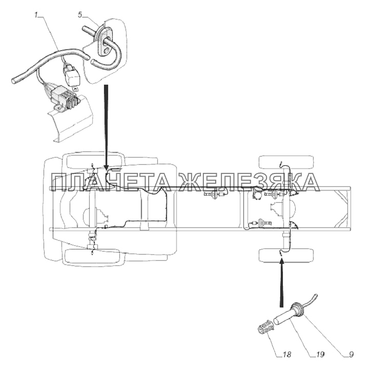 33081-3862001-10. Установка датчиков АБС ГАЗ-33081