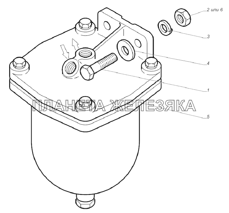 33078-1105001. Установка фильтра грубой очистки топлива ГАЗ-33081