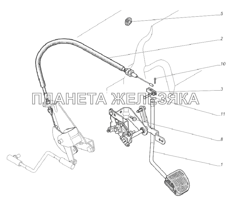 33081-1108002. Установка деталей акселератора ГАЗ-33081