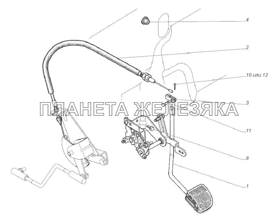3309-1108002. Установка деталей акселератора ГАЗ-33081