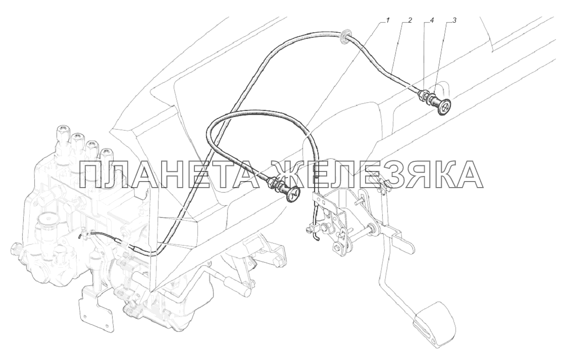 33081-1108005-10. Установка тяги останова и тяги ручного управления ГАЗ-33081