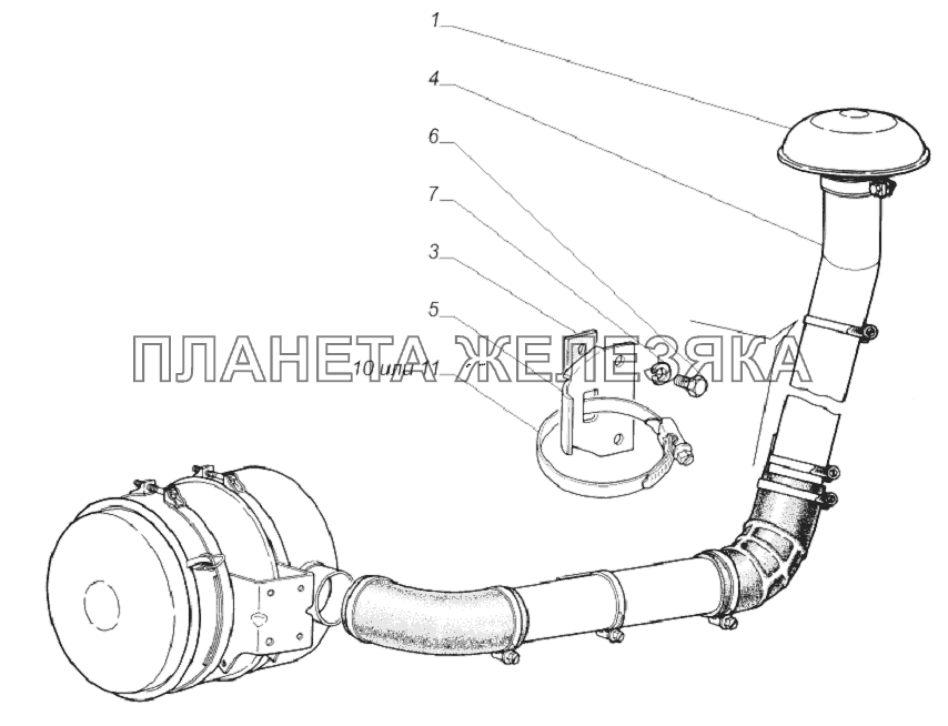 4301-1109002. Установка воздуховодов воздушного фильтра ГАЗ-33081