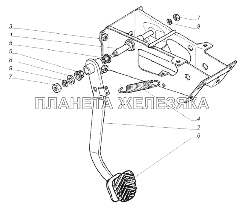 3309-1602408. Кронштейн с педалью сцепления ГАЗ-33081