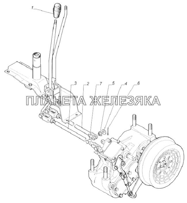 33097-1800001. Установка механизма управления раздаточной коробкой ГАЗ-33081