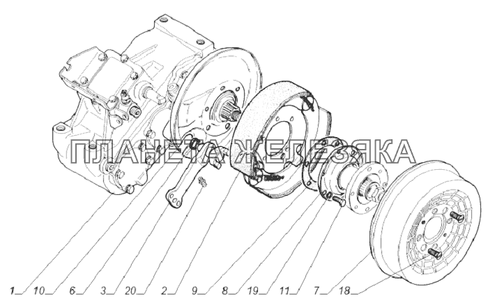 33081-1800010-20. Коробка раздаточная и стояночный тормоз ГАЗ-33081