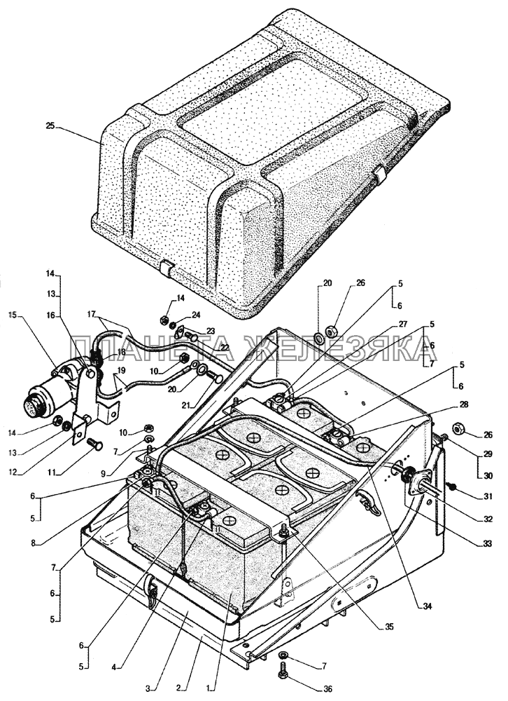 Установка аккумуляторных батарей ГАЗ-33104 Валдай