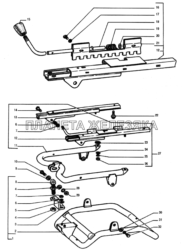 Механизм регулирования сиденья водителя ГАЗ-33104 Валдай