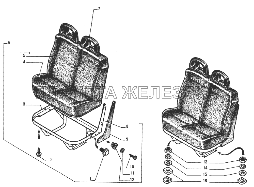 Сиденье двухместное ГАЗ-33104 Валдай