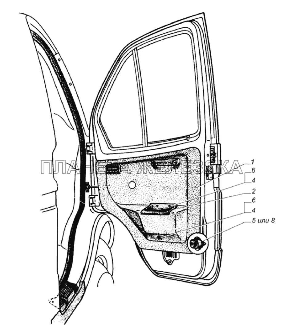 Обивка двери правая в сборе ГАЗ-33104 