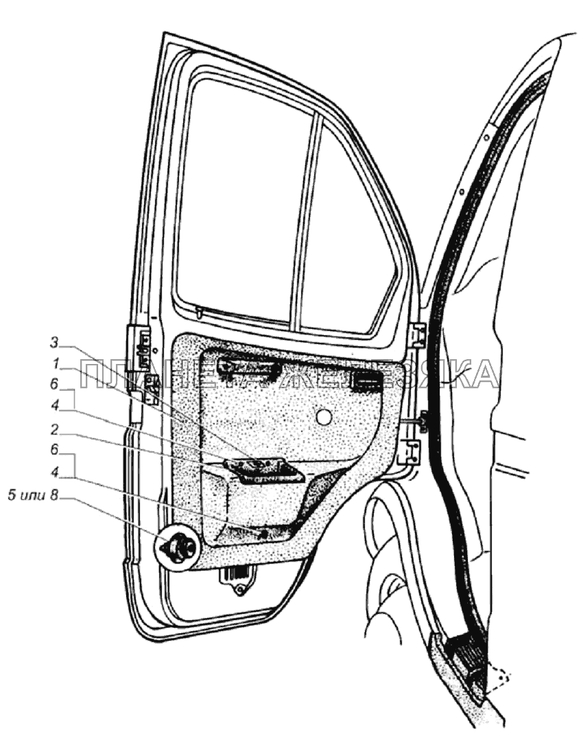 Обивка двери левая в сборе ГАЗ-33104 