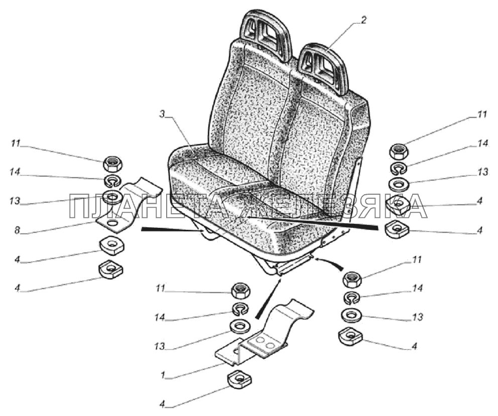 Установка двухместного сиденья 3302-6840001 ГАЗ-33106 Евро 3