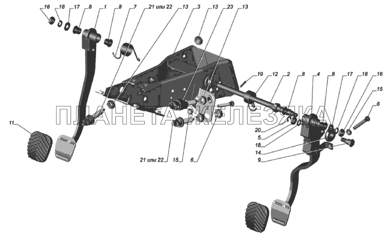Кронштейн с педалями 33106-1602408 ГАЗ-33106 Евро 3