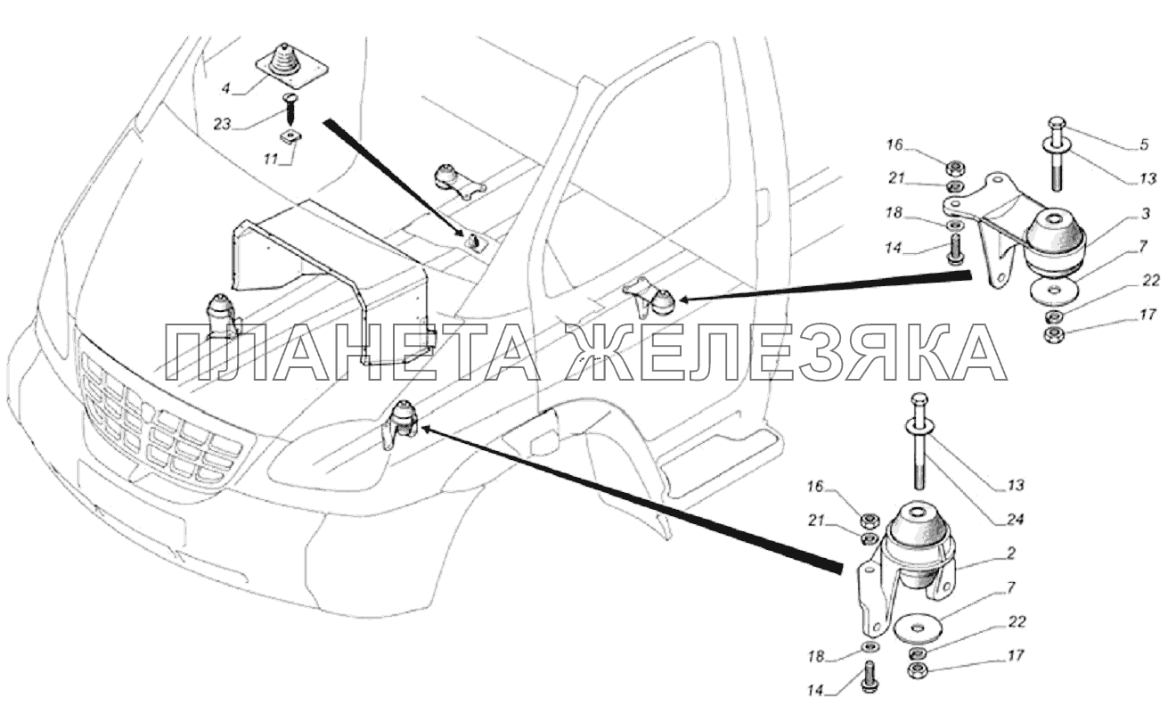 Установка деталей кабины 33104-5000001 ГАЗ-33106 Евро 3