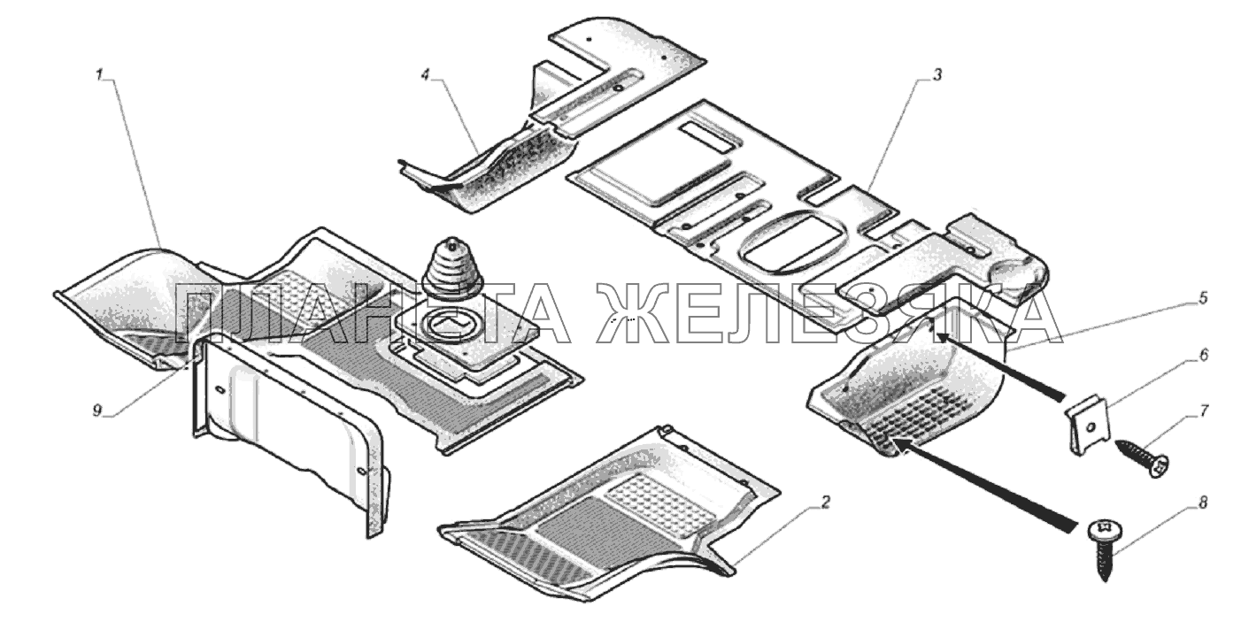 Установка ковриков пола ГАЗ-33104 