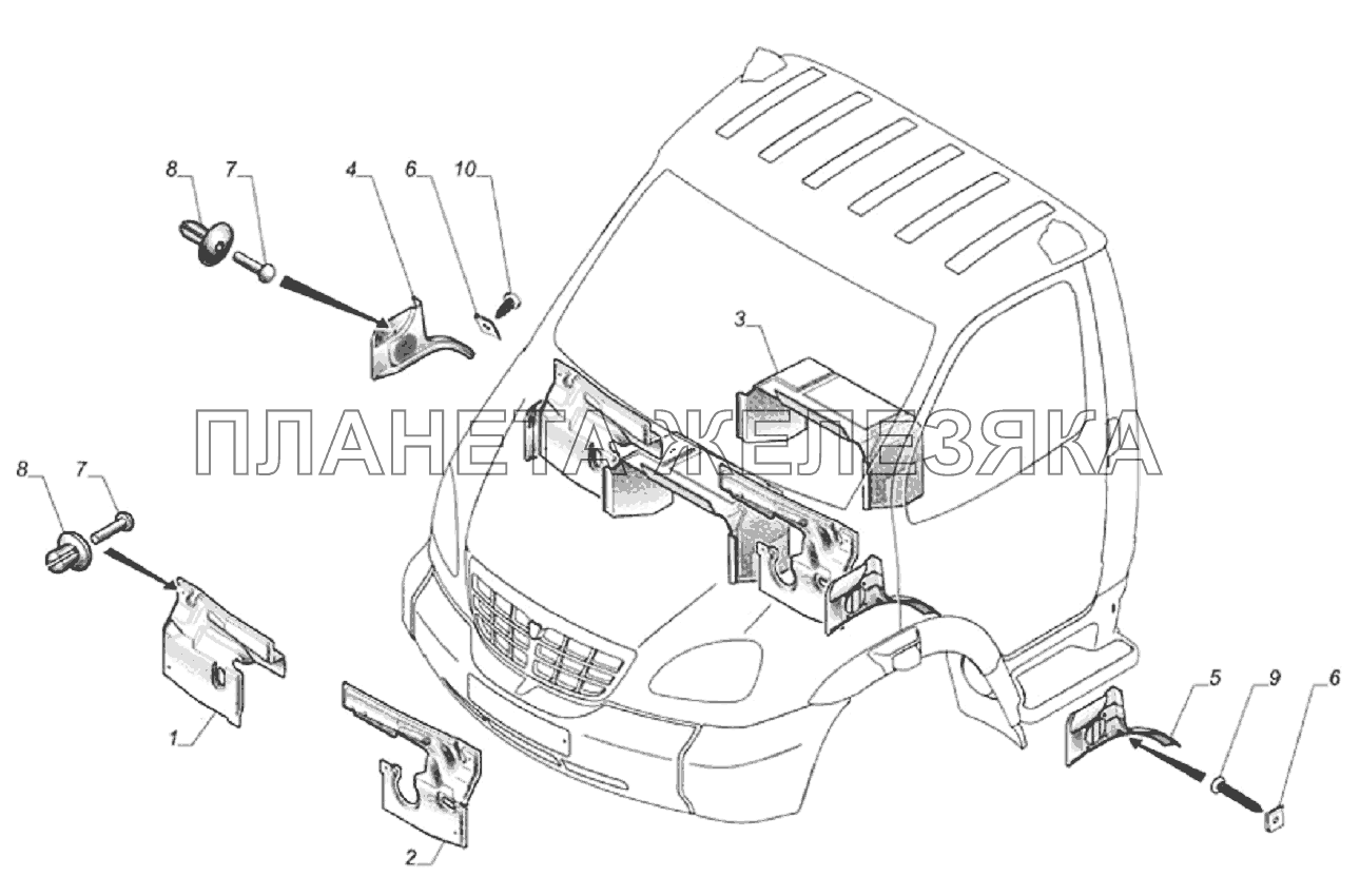 Установка обивки передка ГАЗ-33104 