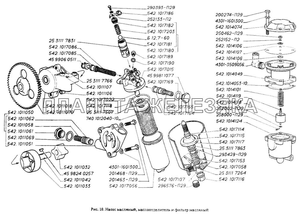 Насос масляный, маслоотделитель и фильтр масляный ГАЗ-4301