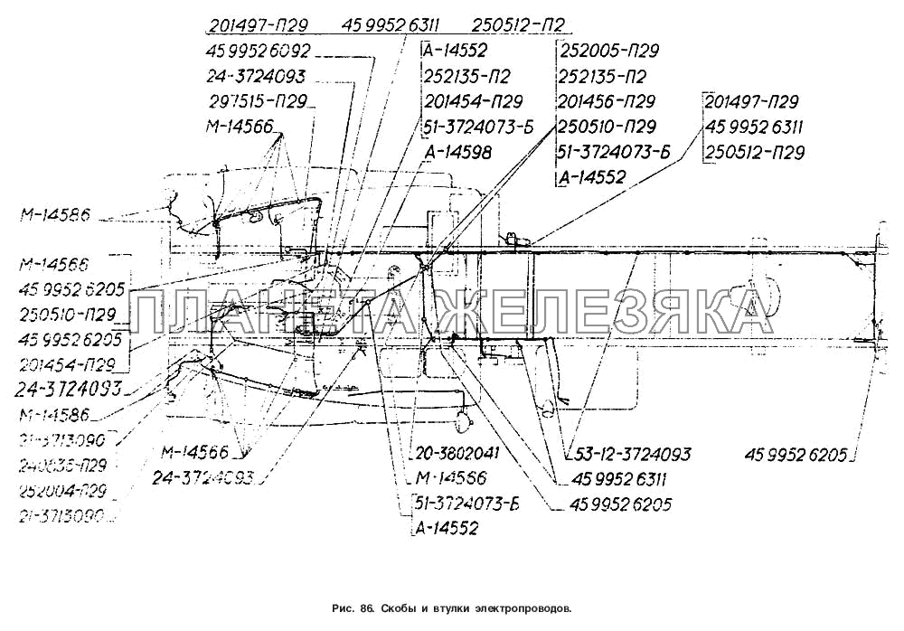 Скобы и втулки электропроводов ГАЗ-4301
