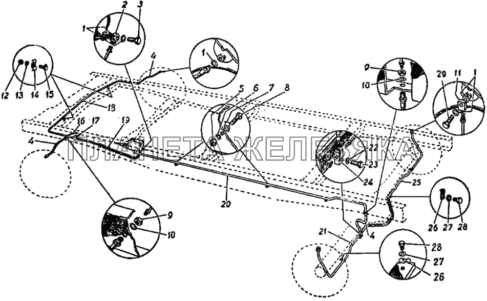 Трубопроводы гидравлических тормозов ГАЗ-51 (63, 63А)