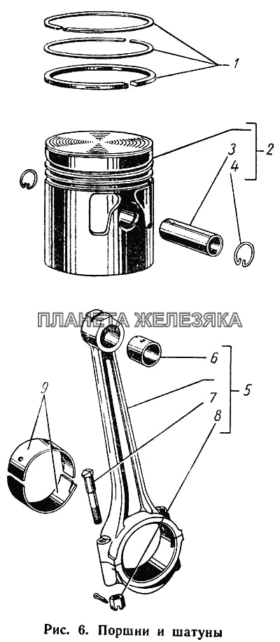 Поршни и шатуны ГАЗ-52-01