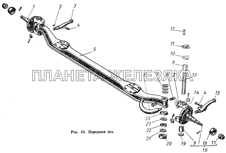Передняя ось ГАЗ-52-01 Передняя ось ГАЗ-52-01